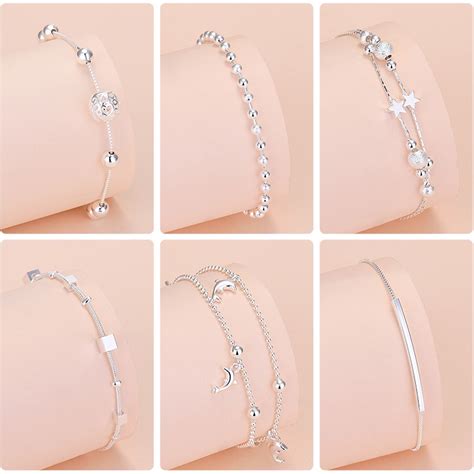 Pulseira De Prata 925 Com Diferentes Pingentes Charme Feminino Joias Shopee Brasil