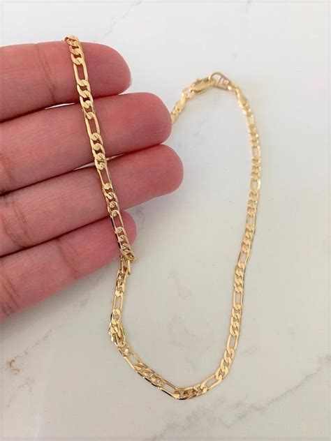 3mm Gold Plated Figaro Link Chain Figaro Etsy