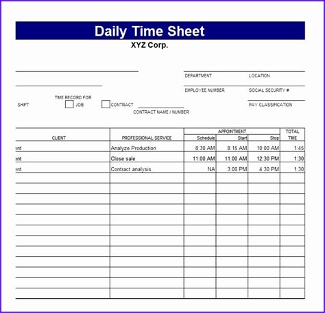 14 Time Sheets Template Excel - Excel Templates