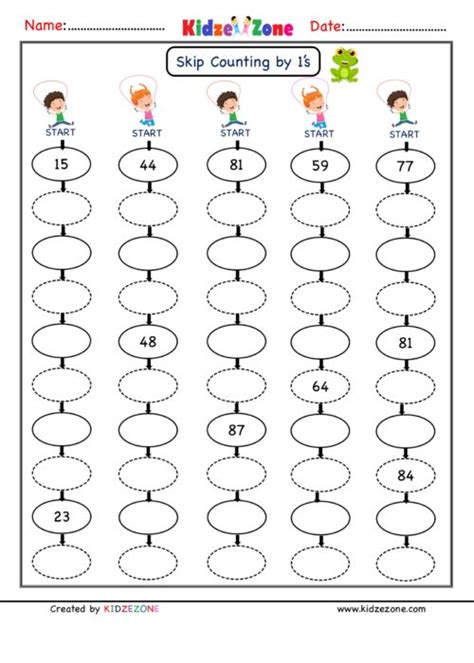 Grade 1 Math worksheets - Skip Counting by 1, Practice 25