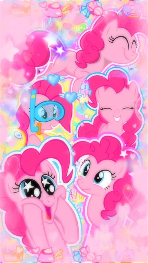 the pinkie ponies are looking at each other with their eyes closed and ...