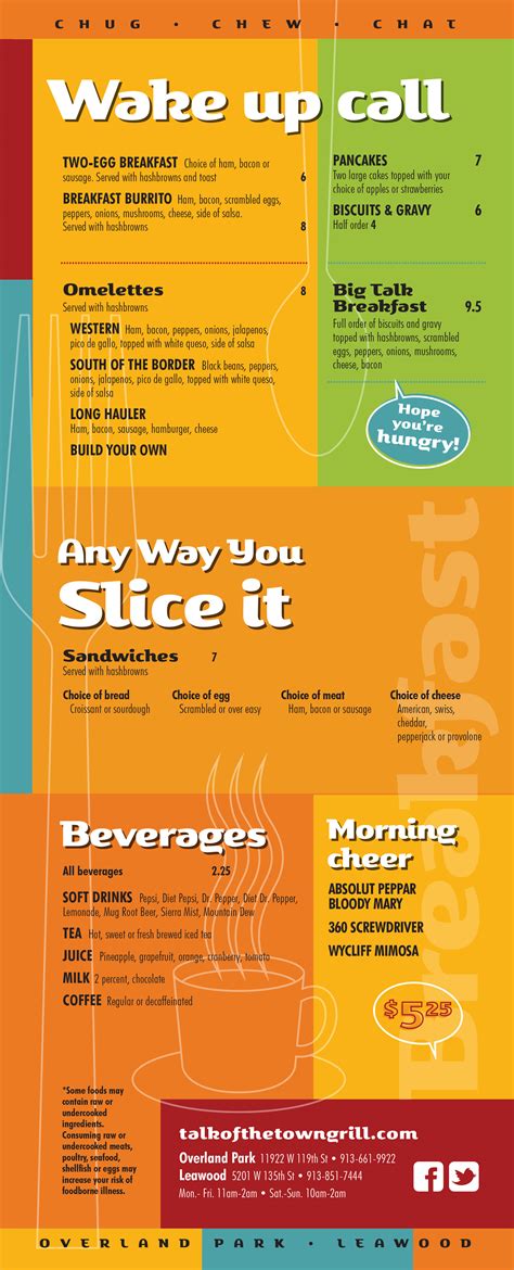 Menus — Talk of the Town