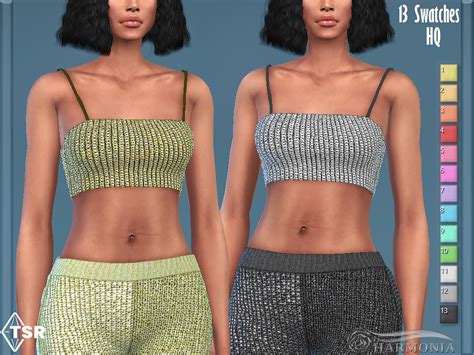 The Sims Resource Knitted Metallic Cropped Top