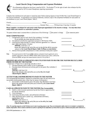 Fillable Online Local Church Clergy Compensation And Expenses Worksheet