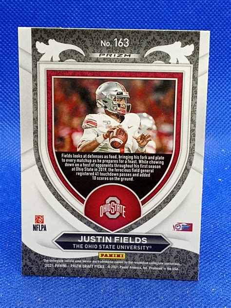 2021 Panini Prizm Draft Picks Justin Fields 163 Silver Prizm Rookie Rc