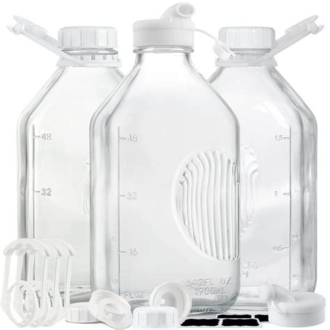 3 Park 64 Oz Syntic Reusable Glass Jars Milk Bottles With Handle And Pour Spouts Half Gallon