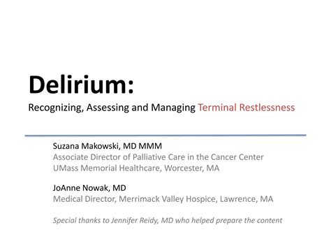 Delirium In Palliative Care And Hospice Ppt