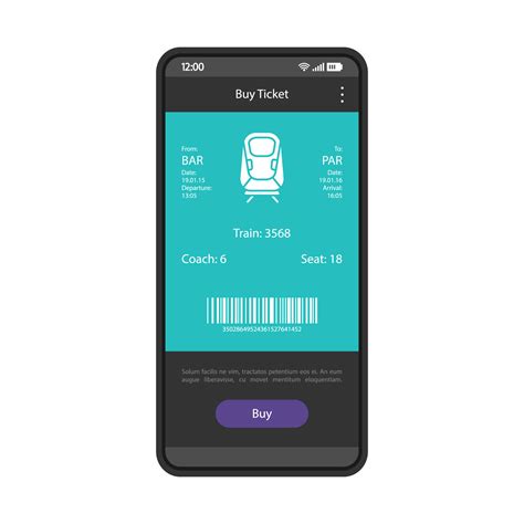 Online Ticket Booking And Buying App Interface Vector Template E