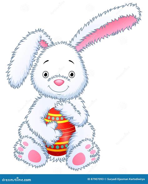 Cartoon Bunny Toy Hugging Easter Eggs Stock Vector Illustration Of