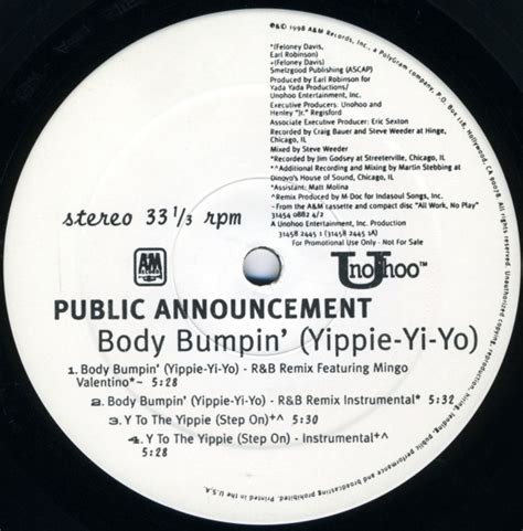 Public Announcement Body Bumpin Yippie Yi Yo Vinyl Records Lp Cd On Cdandlp