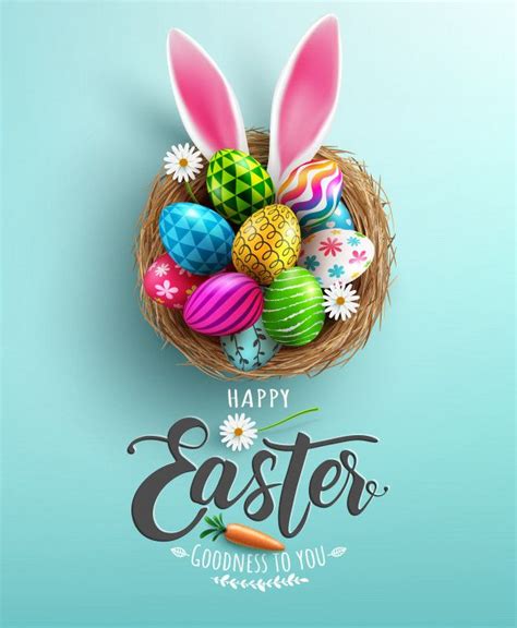 Premium Vector Easter Poster And Banner Template With Easter Eggs In The Nest Easter Poster