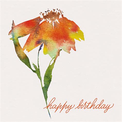 Beautiful Painted In Watercolor Flowers Happy Birthday | Boomf