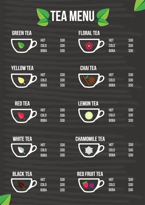 Customize This Simple Flat Tea Coffee Shop Menu Ready Made Template