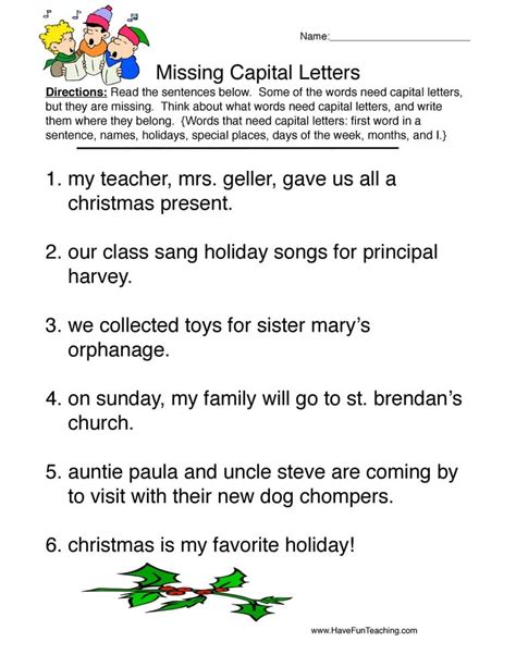 Christmas Capitalization Worksheets Worksheetscity