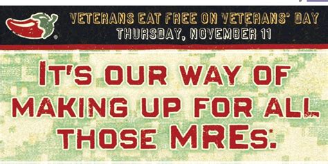 Coupon Stl Chili S Veterans Eat Free On Veteran S Day