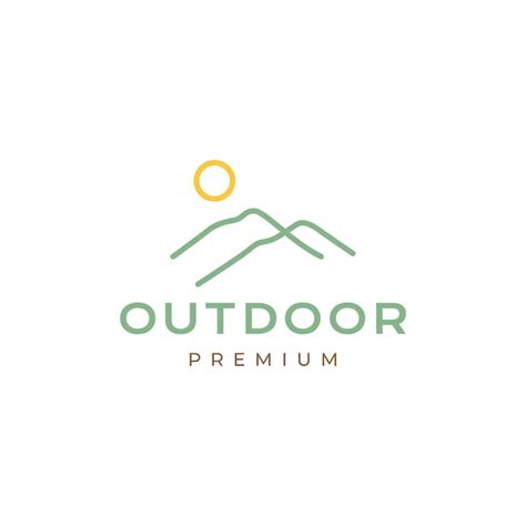 Premium Vector Minimalist Outdoor Peak Hill Mount With Sunset Logo