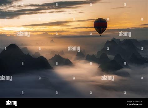 Yangshuo Hot Air Balloon Stock Photo Alamy