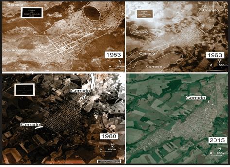 Fotos A Reas De 1953 1963 E 1980 E Imagem De Sat Lite De 2015