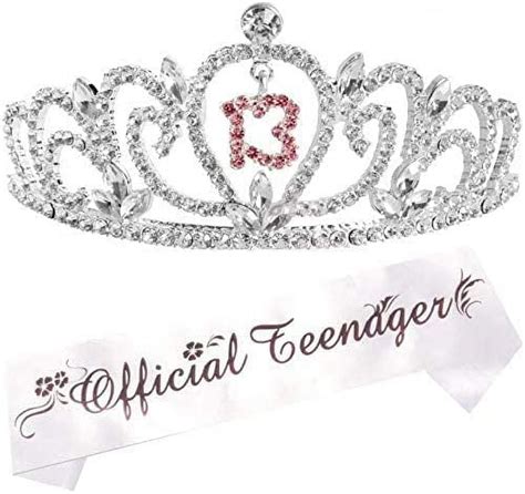 Meant Tobe Th Birthday Glitter Sash Silver Rhinestone Tiara Set For