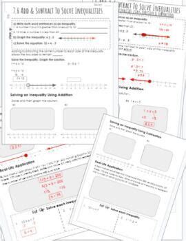 Solving Inequalities Using Addition Subtraction Guided Notes