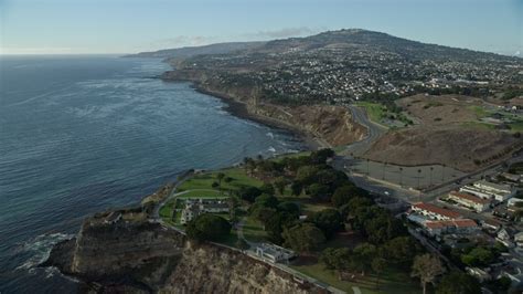 76k Stock Footage Aerial Video Of Point Fermin Lighthouse And Homes