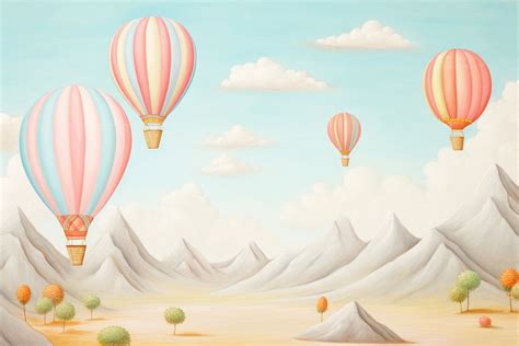 Painting balloon border backgrounds aircraft | Premium Photo ...