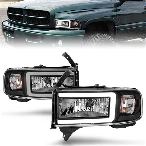 Dodge Ram 94 02 Crystal Plank Style Headlights Black Power Driven Diesel