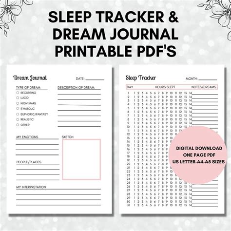 Dream Journal Dream Tracker Sleep Tracker Printable Pdf Etsy Dream