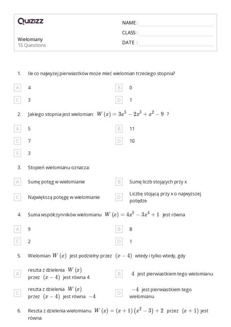 Ponad Pierwiastki Trzeciego Stopnia Arkuszy Roboczych Dla Klasa W