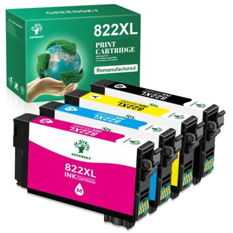 4PK 822XL T822XL Ink Cartridge For Epson WorkForce Pro WF 3820 WF 4833