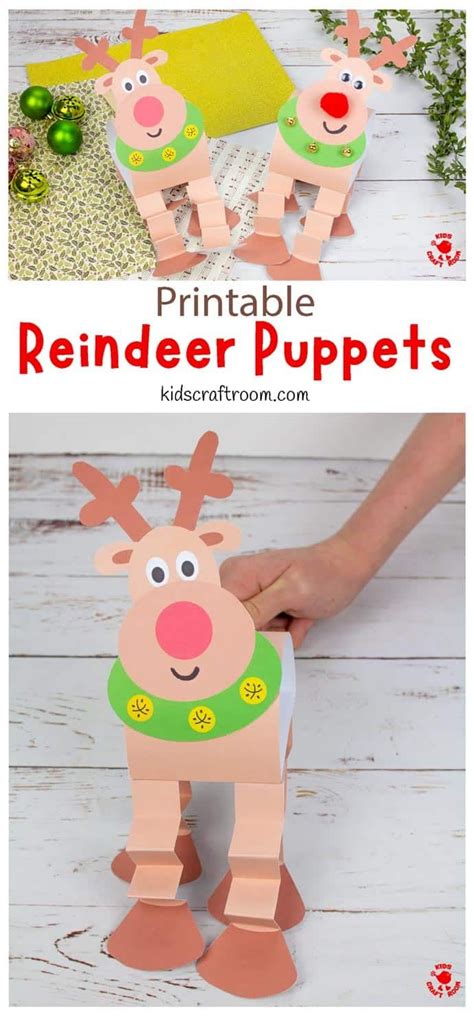 Printable Reindeer Puppet Craft Kids Craft Room Crafts For Kids