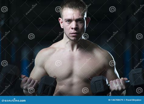 Athletic Shirtless Man Showing Well Trained Body Stock Image Image