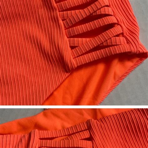 TiniBikini Swim Tinibikini Neon Orange Ribbed Bikini Set Poshmark