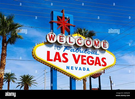 The Welcome to Fabulous Las Vegas sign on bright sunny day in Las Vegas ...