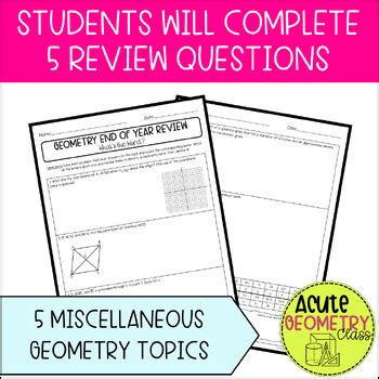 Geometry End Of Year Review Activity Eoc Review Worksheet High School