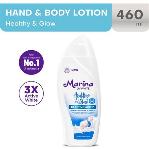 Marina Hand Body Lotion Uv White Healthy And Glow Btl 500ml Klikindomaret