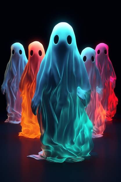 Premium Photo Ghost Neon Horror White Ghostly Night Costume Fun Dark Halloween Spooky Fear