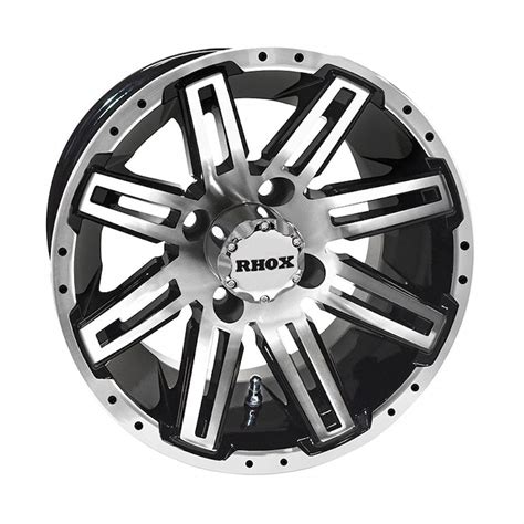 12 Rx265 Black Machined Golf Cart Wheel Rhox® — Golfcartstuff™