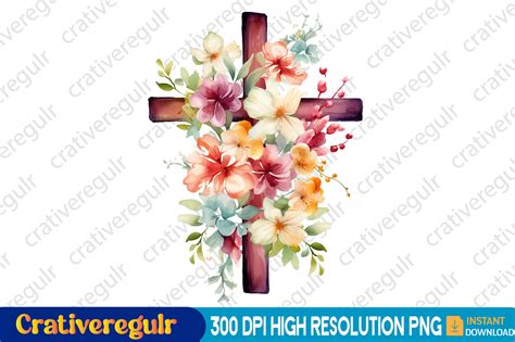 Floral Easter Cross Clipart Graphic by Crativeregulr · Creative Fabrica