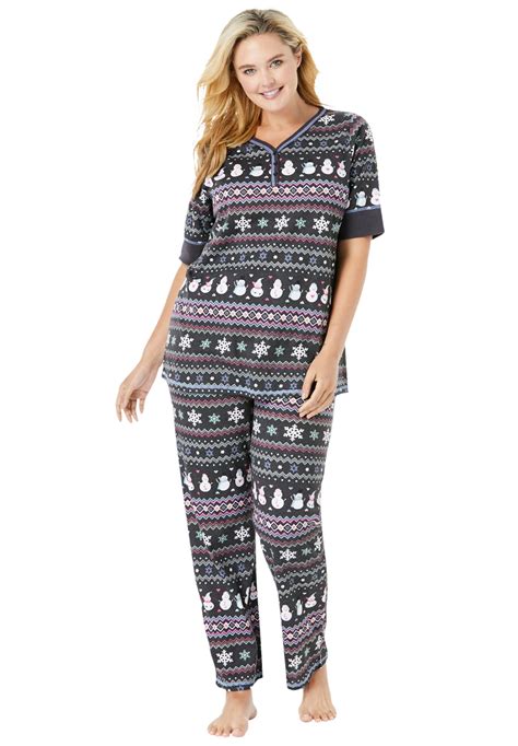 Dreams & Co. Women's Plus Size Print Pj Set Pajamas - Walmart.com