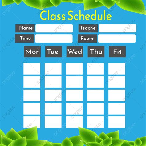 Class Schedule Template Design On Blue Background Template Download On Pngtree