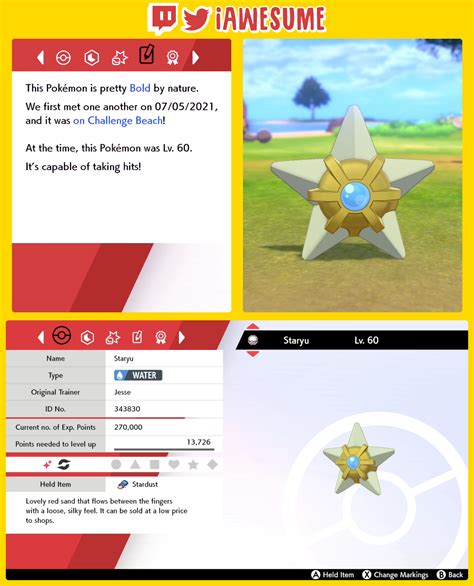 Gen Shiny Staryu In Pok Mon Sword After Only Res R Shinypokemon