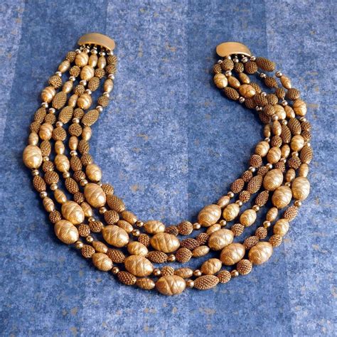 Vintage Jay Feinberg Multi Strand Brass Beaded Necklace Etsy