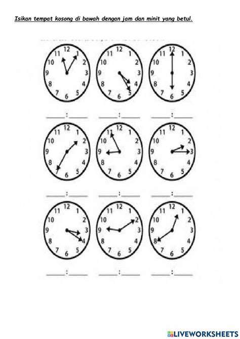 Membaca Jam online activity | Live Worksheets