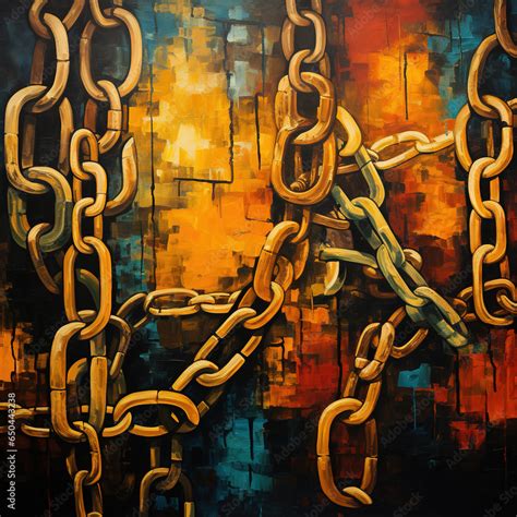 Abstract painted image of freedom chains. Wall art or graffiti style ...