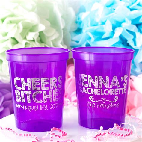 Cheers Bitches Cups Bachelorette Cups Bridesmaid T Bachelorette Party Bach Bash Party