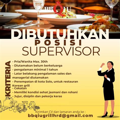 Lowongan Kerja Oktober 2023 Supervisor BBQIU Grill Di Solo INFO LOKER