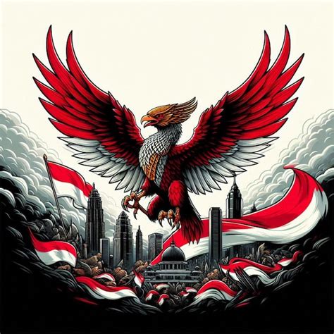 premium vector poster burung garuda  bendera indonesia semangat