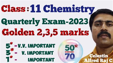 Chemistry Most Important Marks Questions Quarterly Exam