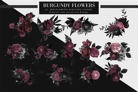 Burgundy Flowers - Design Cuts